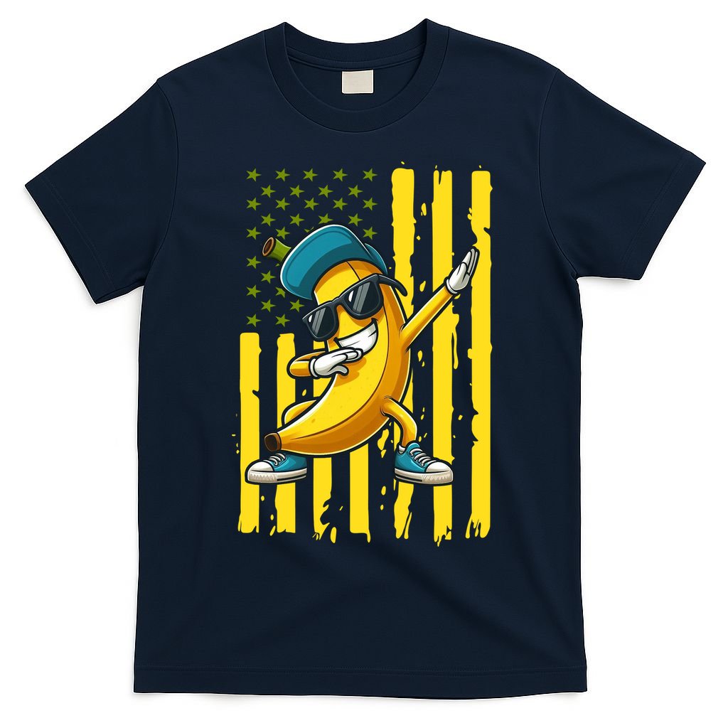 American Banana Retro USA Flag Dabbing Bananas T-Shirt product image 1