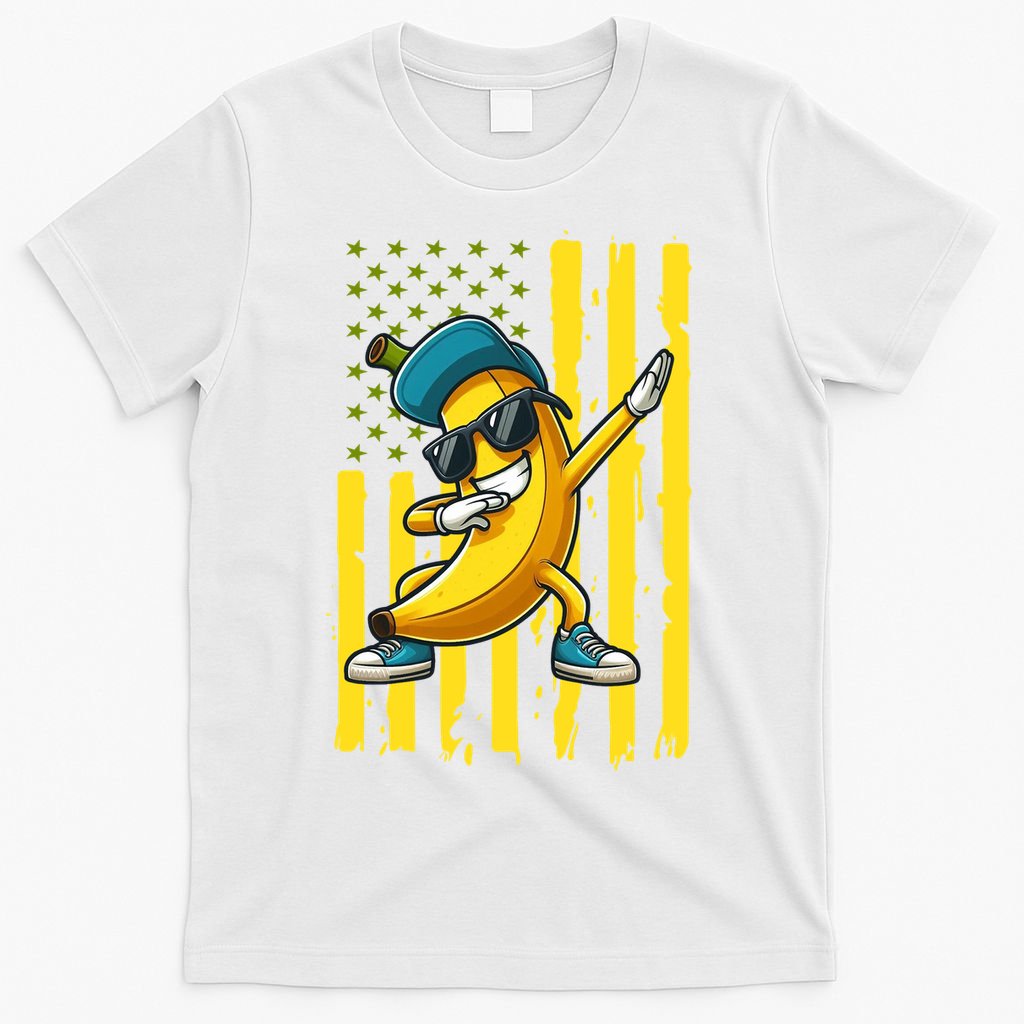 American Banana Retro USA Flag Dabbing Bananas T-Shirt product image 6