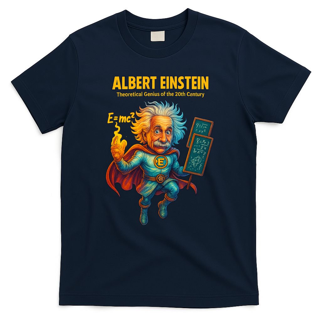 Albert Einstein E-MC2 Cartoon Superhero Comic Style T-Shirt product image 1