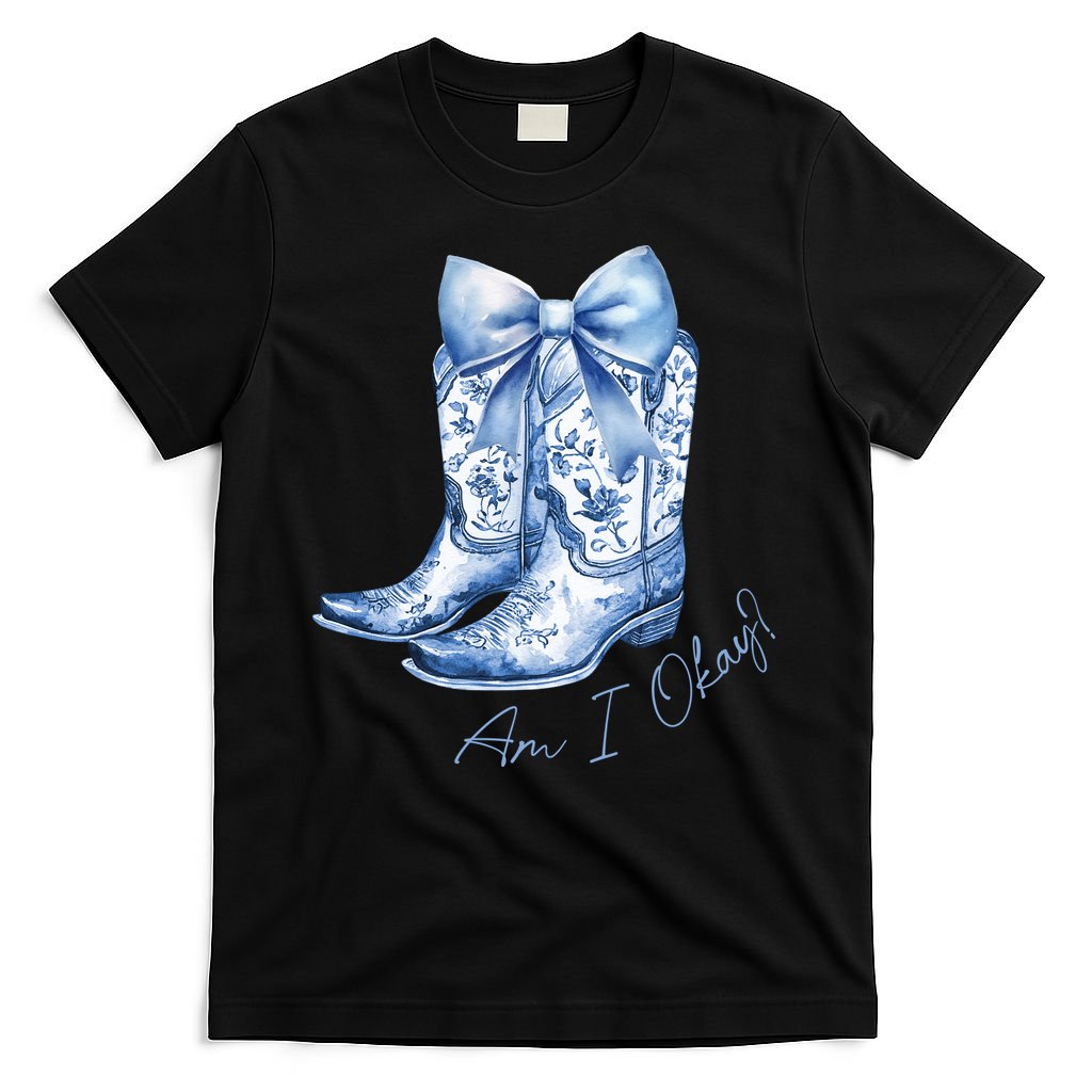 Am I Okay Boot Cowgirl Coquette Bow T-Shirt product image 4
