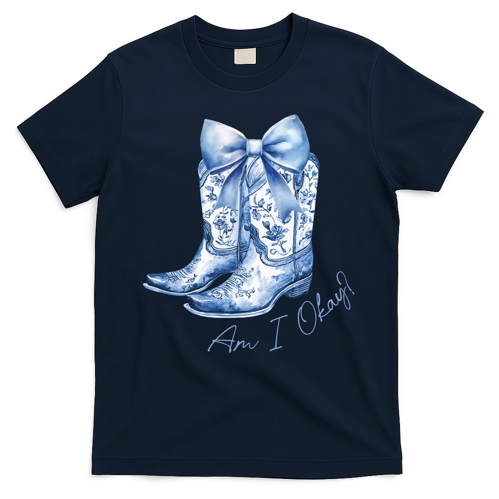 Am I Okay Boot Cowgirl Coquette Bow T-Shirt product image 1