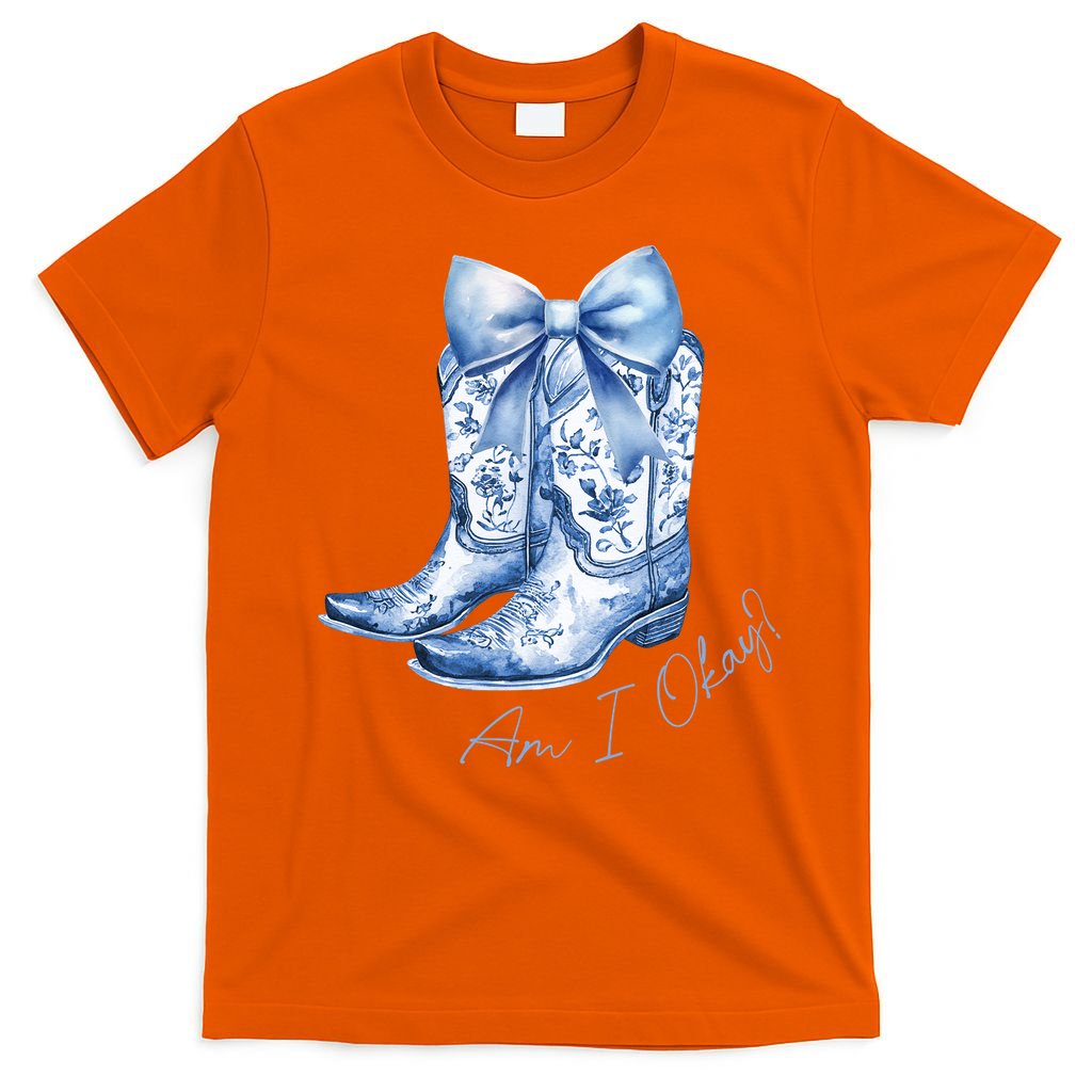 Am I Okay Boot Cowgirl Coquette Bow T-Shirt product image 3