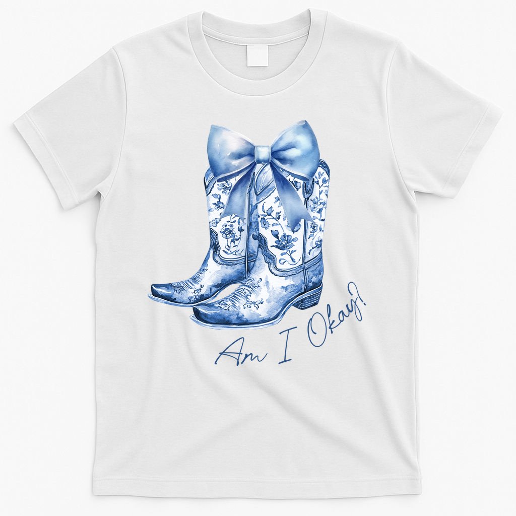 Am I Okay Boot Cowgirl Coquette Bow T-Shirt product image 6
