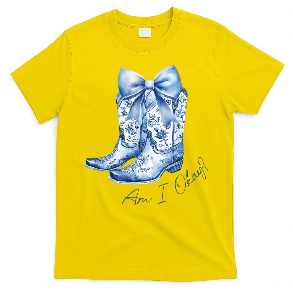 Am I Okay Boot Cowgirl Coquette Bow T-Shirt product image 2