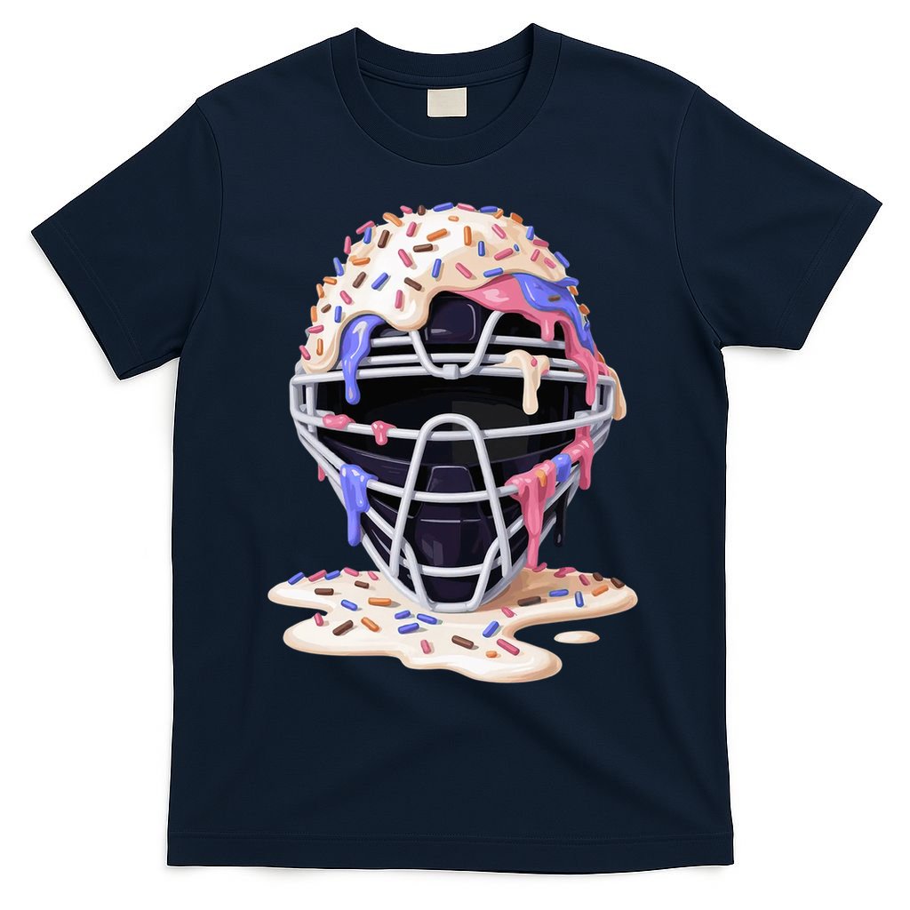 Baseball Catcher Mask Ice Cream Dripping Fan T-Shirt product image 1