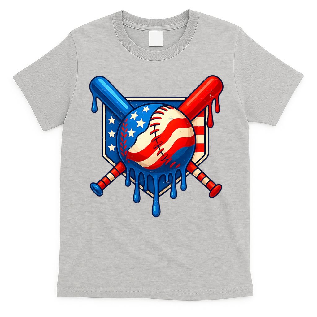 Baseball Drip Patriotic American Flag USA T-Shirt product image 5