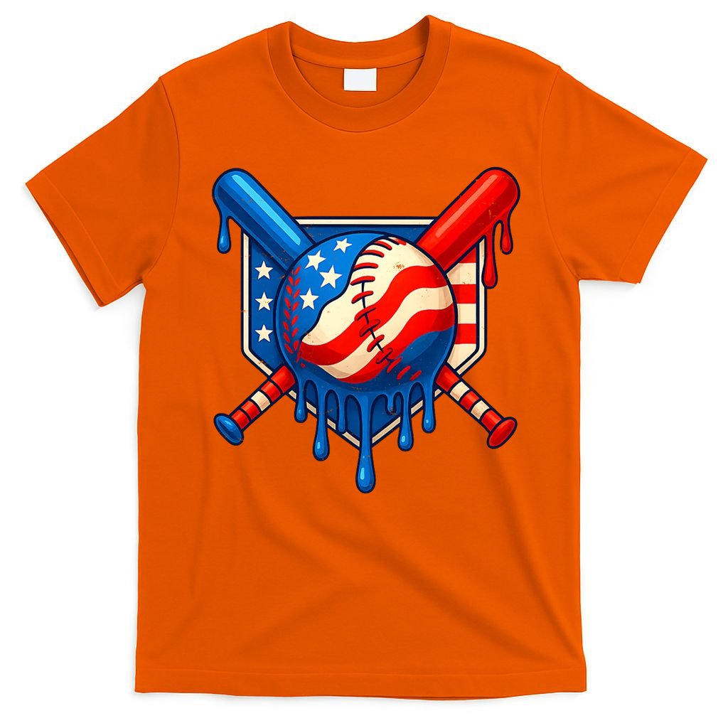 Baseball Drip Patriotic American Flag USA T-Shirt product image 3