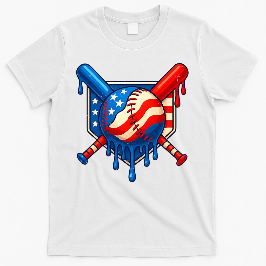 Baseball Drip Patriotic American Flag USA T-Shirt product image 6