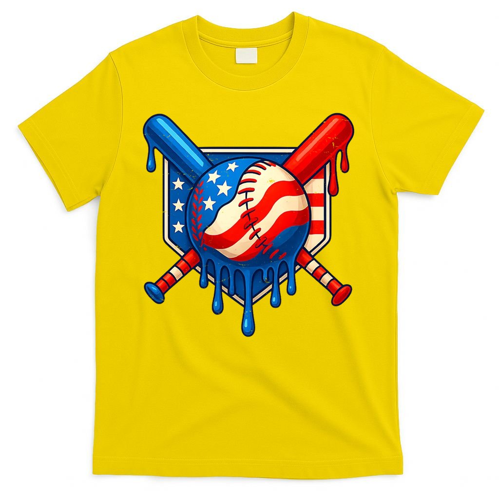 Baseball Drip Patriotic American Flag USA T-Shirt product image 2