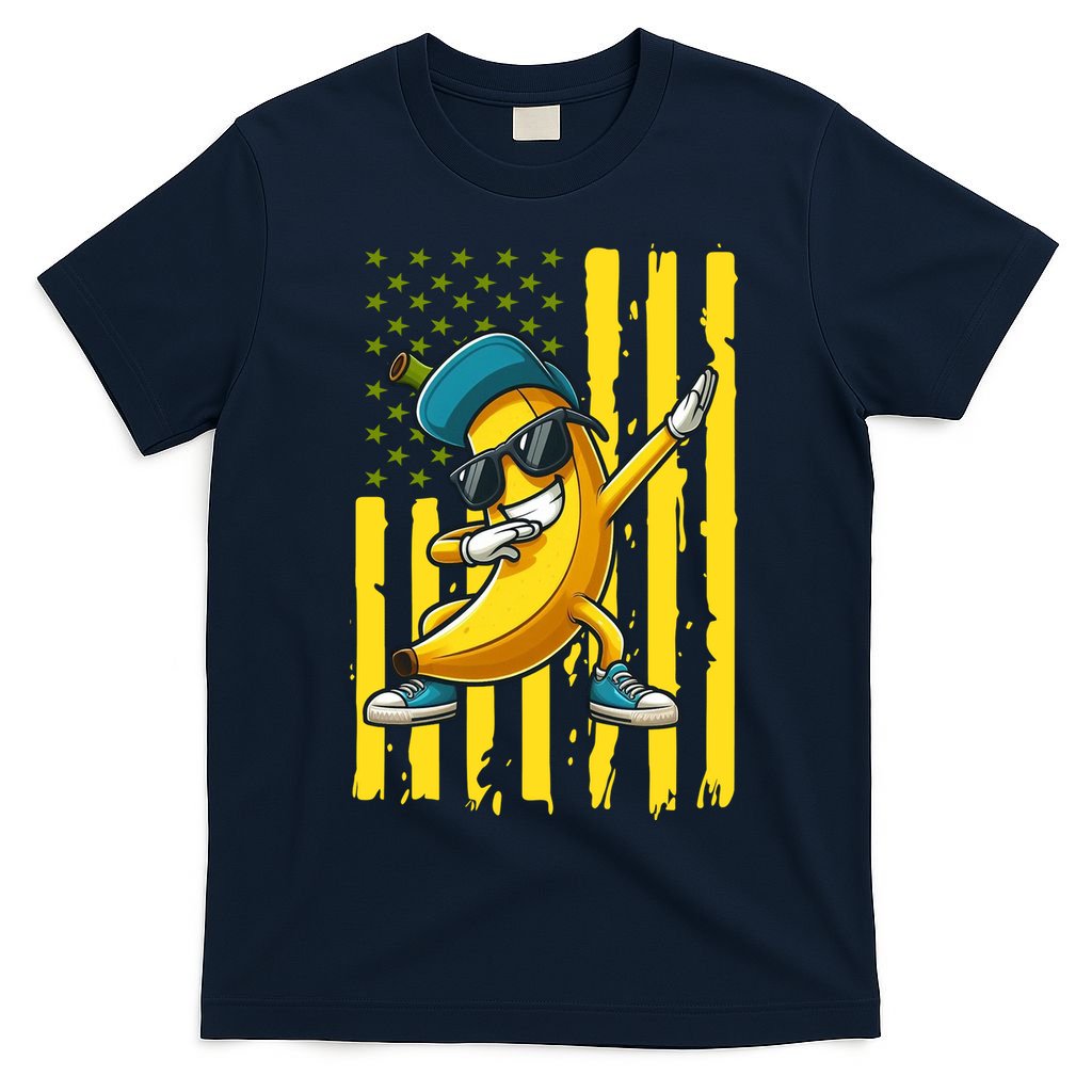 Banana Lover Retro American Flag Dabbing T-Shirt product image 1