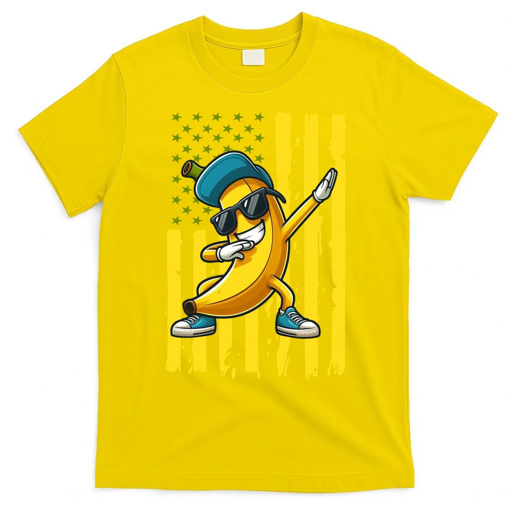 Banana Lover Retro American Flag Dabbing T-Shirt product image 2