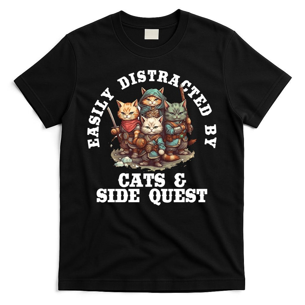Cats Side Quest Distracted Tabletop Funny T-Shirt product image 4