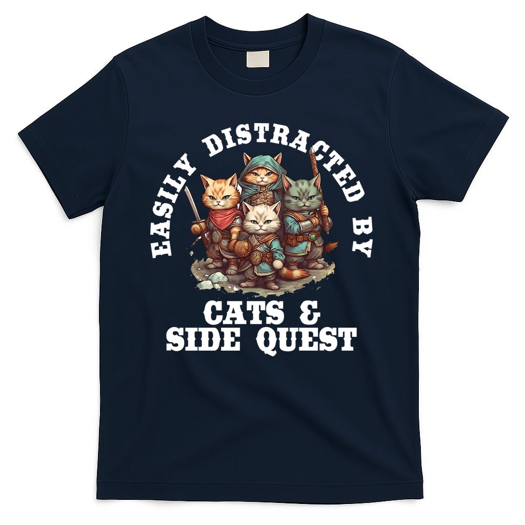 Cats Side Quest Distracted Tabletop Funny T-Shirt product image 1