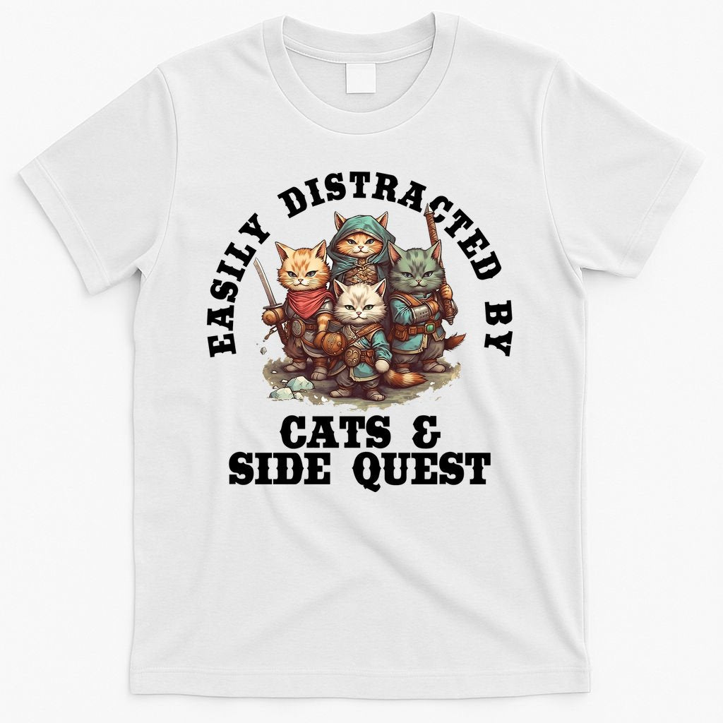 Cats Side Quest Distracted Tabletop Funny T-Shirt product image 6