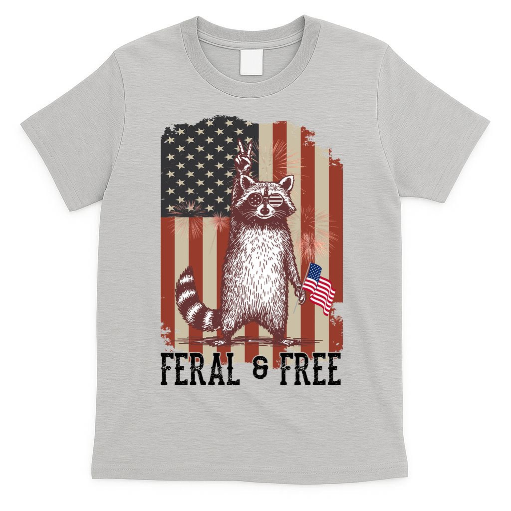 Feral But Free Raccoon July 4th Patriotic For Family T-Shirt product image 5