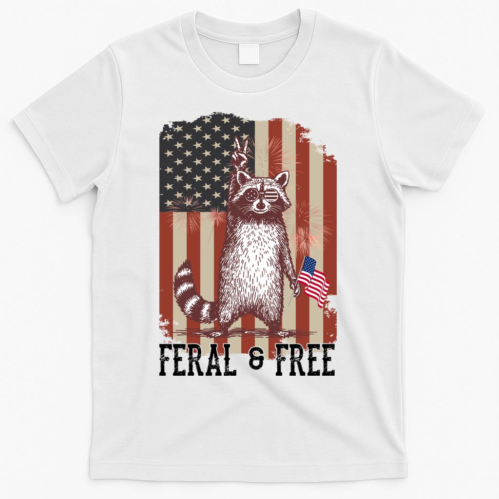 Feral But Free Raccoon July 4th Patriotic For Family T-Shirt product image 6