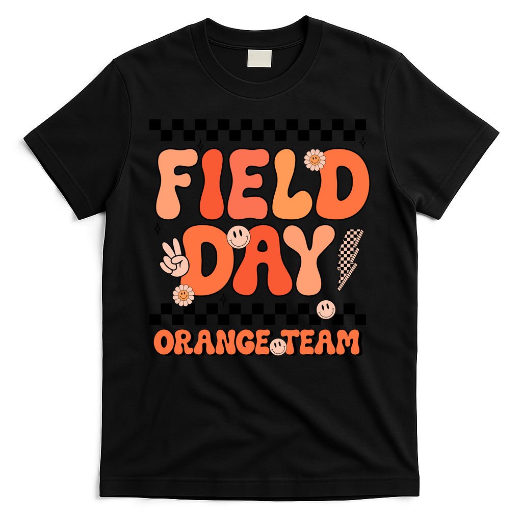 Field Day Orange Team Groovy Smile Face Checkered Students product image 4