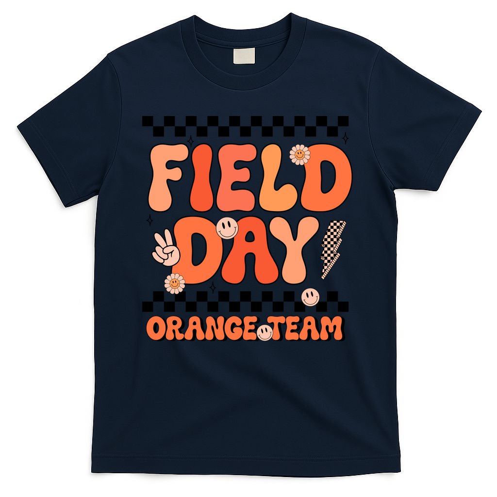 Field Day Orange Team Groovy Smile Face Checkered Students product image 1