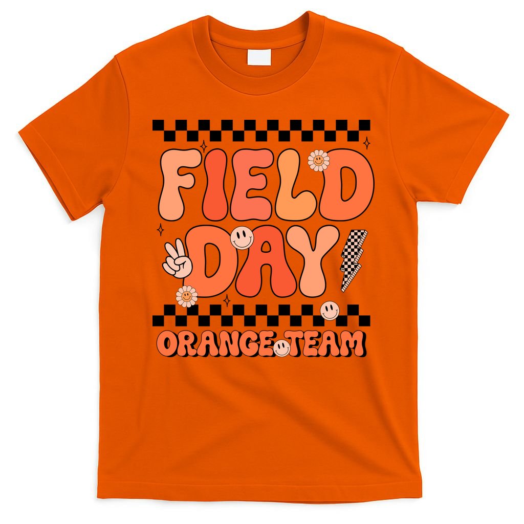 Field Day Orange Team Groovy Smile Face Checkered Students product image 3