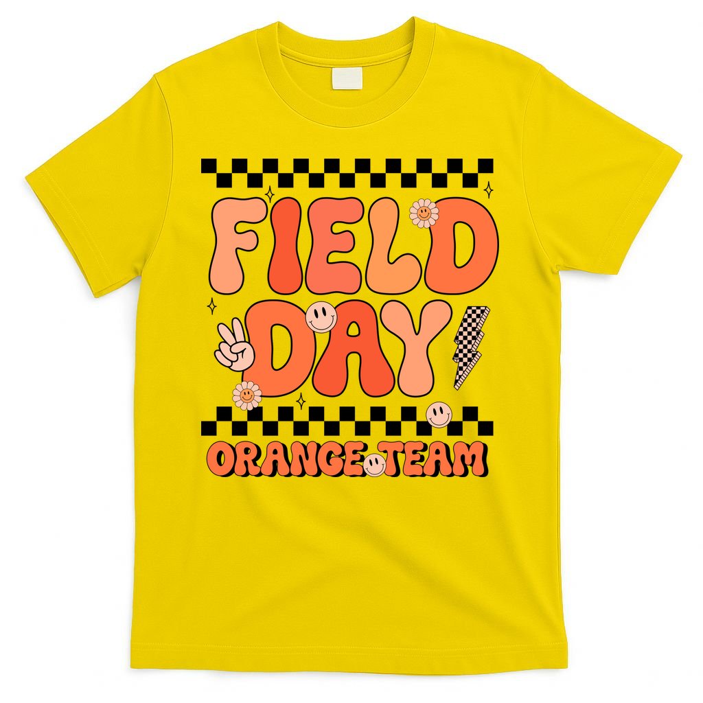 Field Day Orange Team Groovy Smile Face Checkered Students product image 2