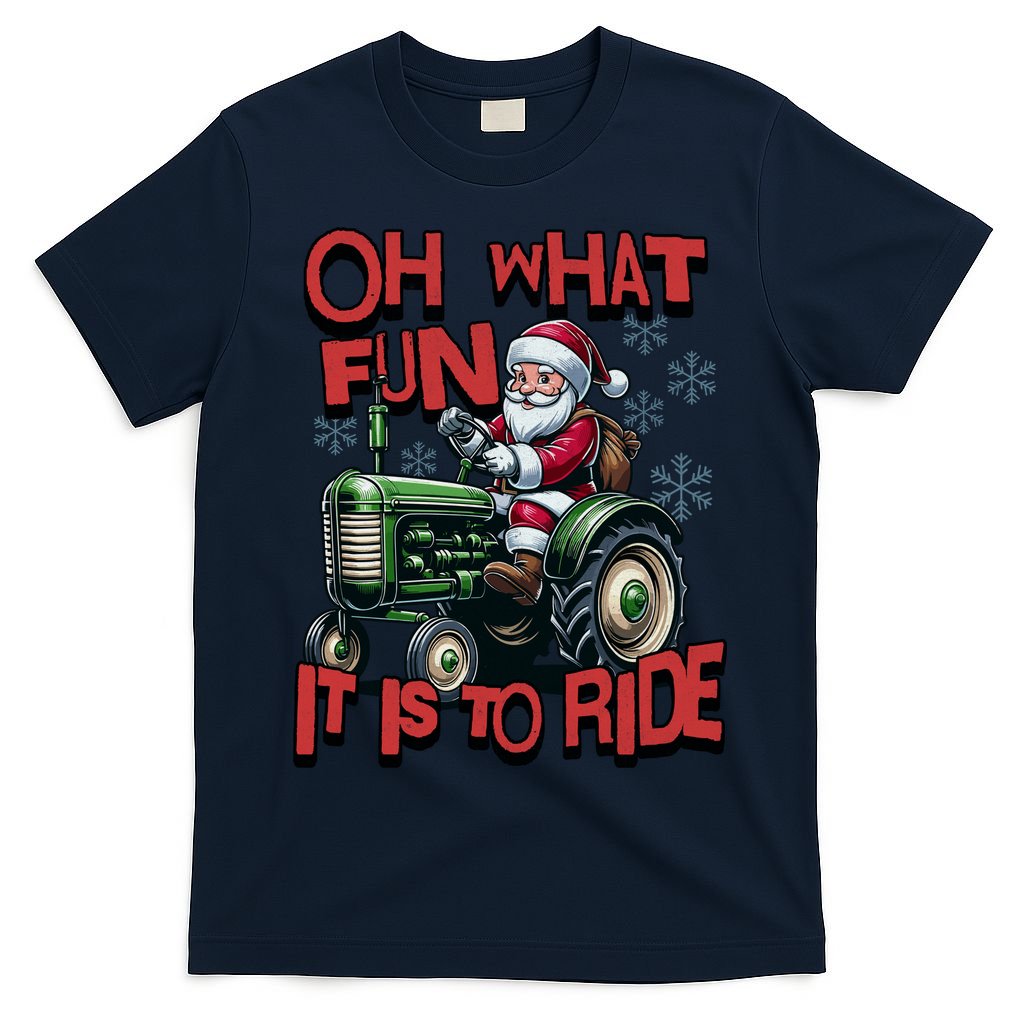 Farm Fun To Ride Santa Tractor Christmas T-Shirt product image 1
