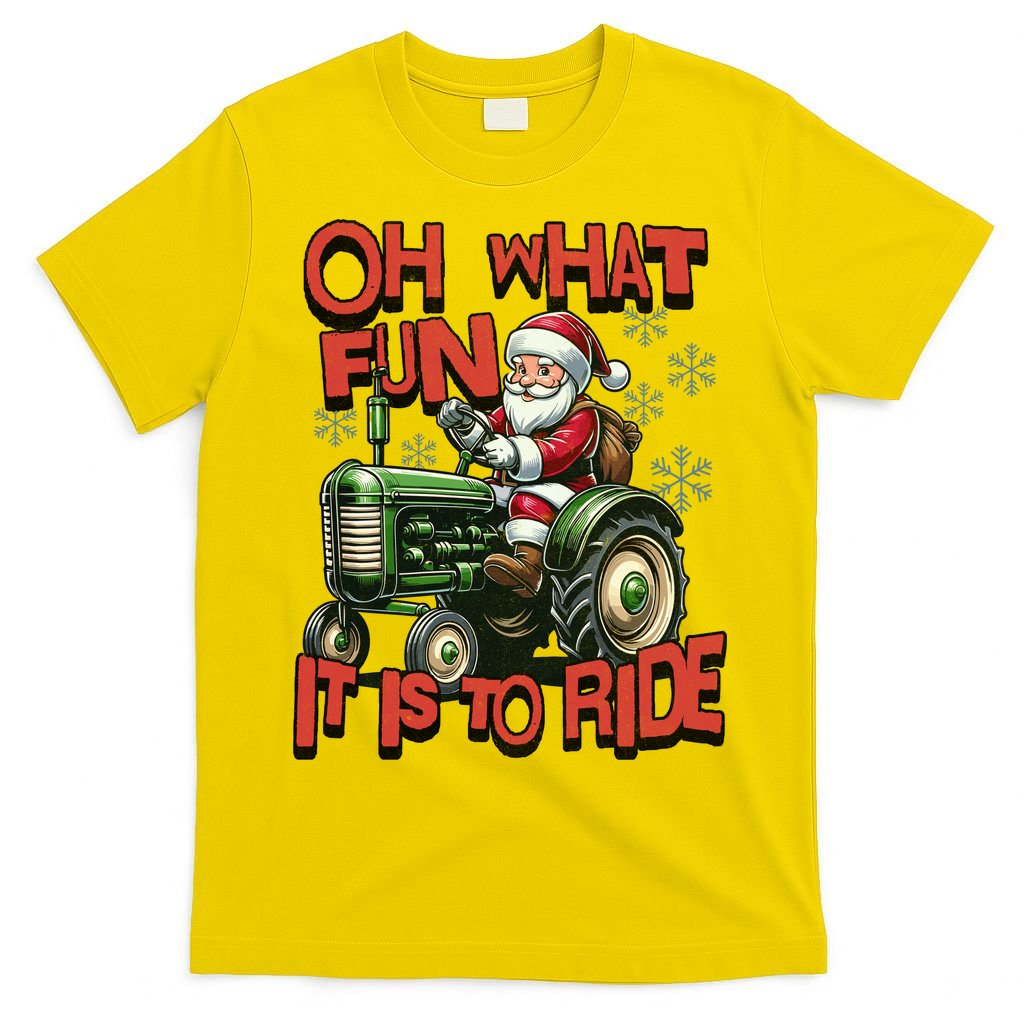 Farm Fun To Ride Santa Tractor Christmas T-Shirt product image 3