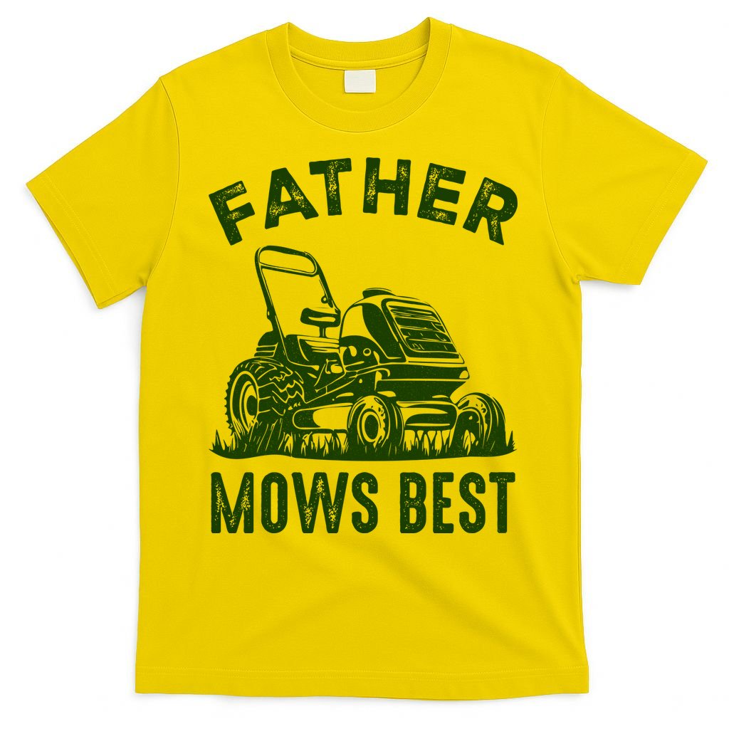 Father Mows Best Retro Vintage Funny Dad T-Shirt product image 2