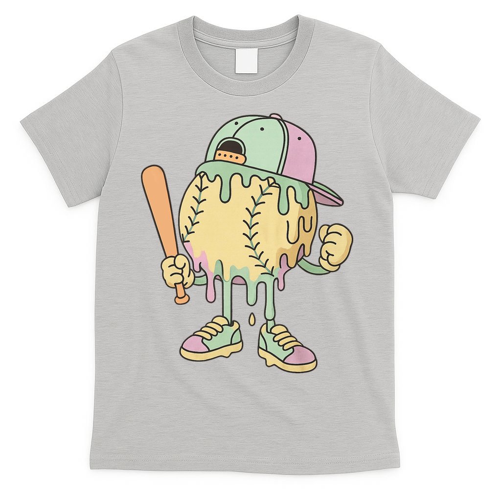 Ice Cream Drip Baseball Spots Retro T-Shirt product image 5