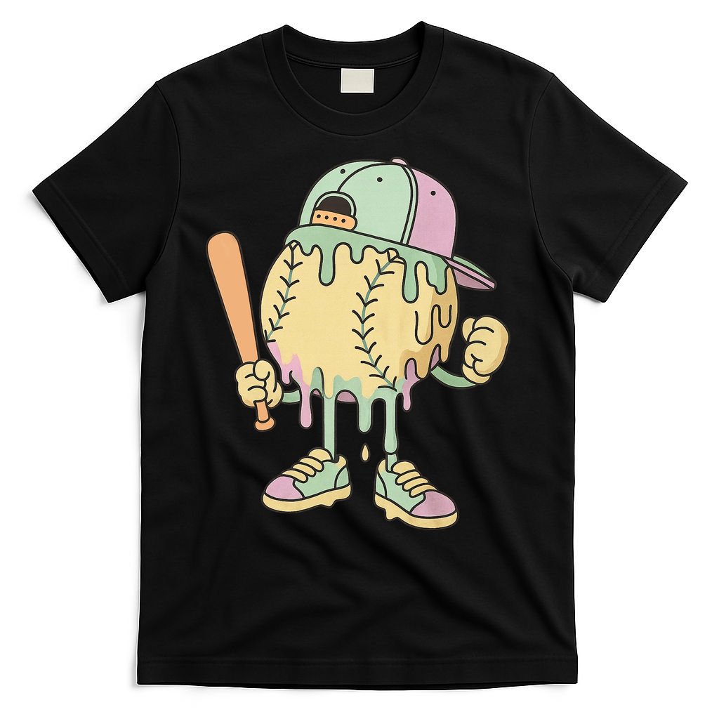 Ice Cream Drip Baseball Spots Retro T-Shirt product image 4