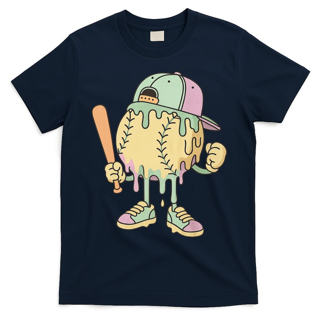Ice Cream Drip Baseball Spots Retro T-Shirt product image 1