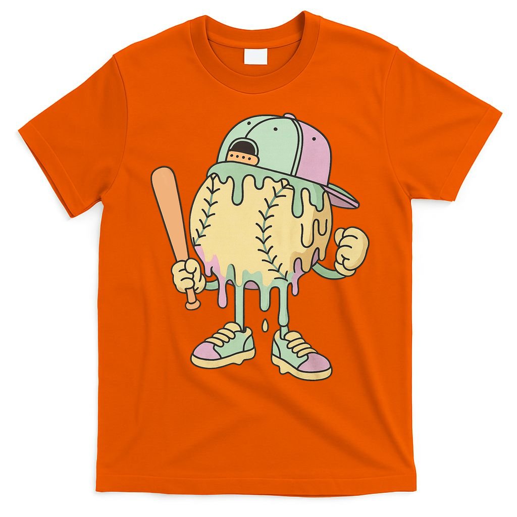 Ice Cream Drip Baseball Spots Retro T-Shirt product image 3