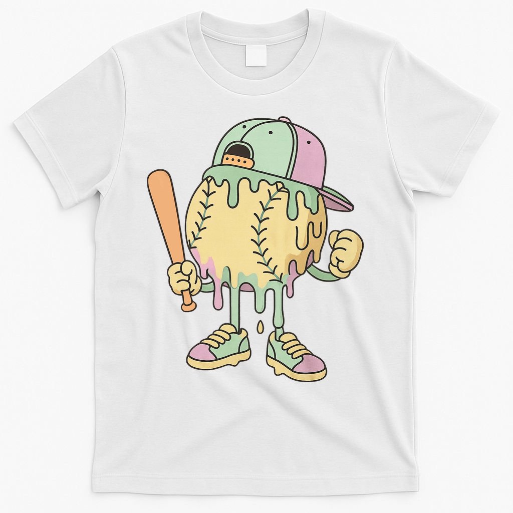 Ice Cream Drip Baseball Spots Retro T-Shirt product image 6