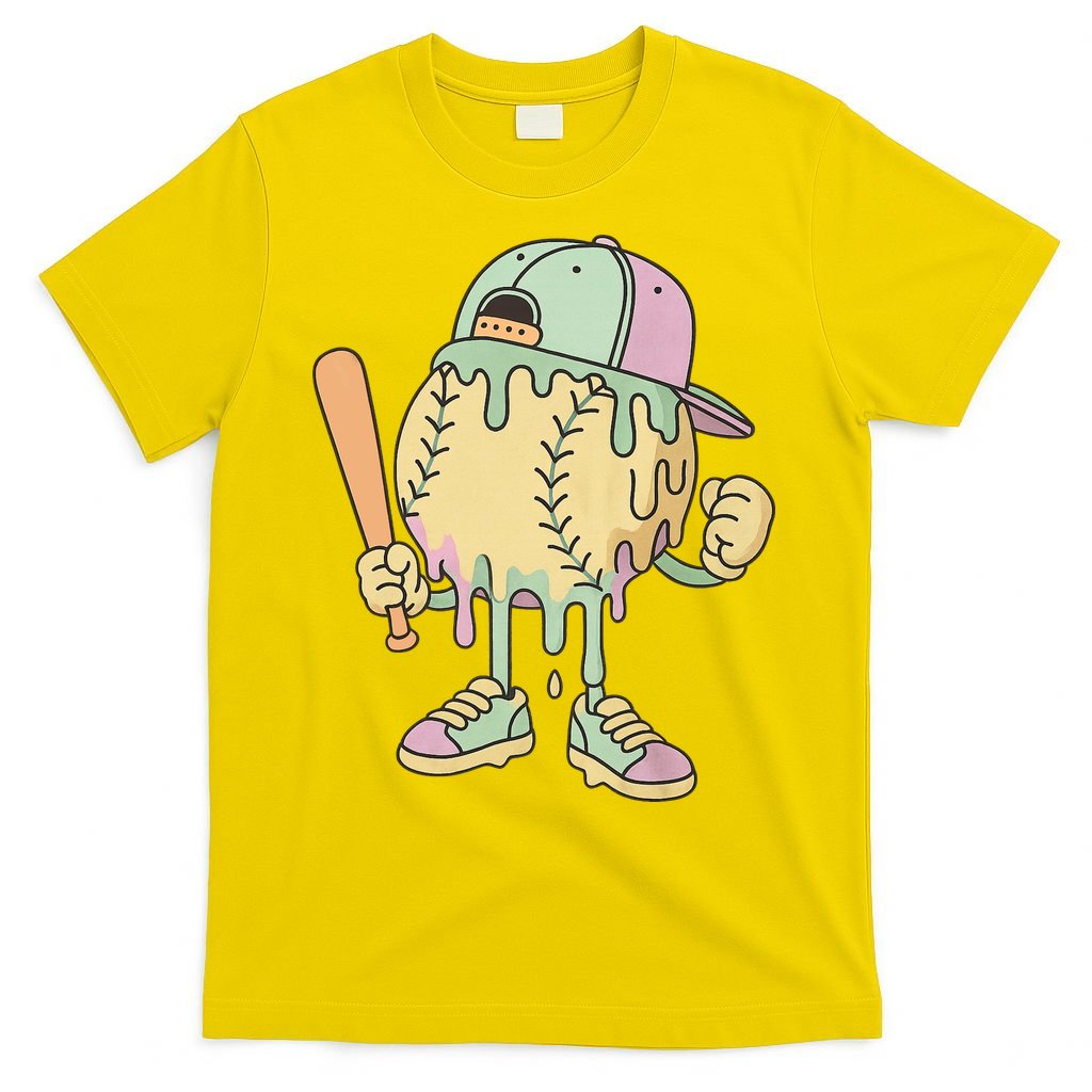 Ice Cream Drip Baseball Spots Retro T-Shirt product image 2