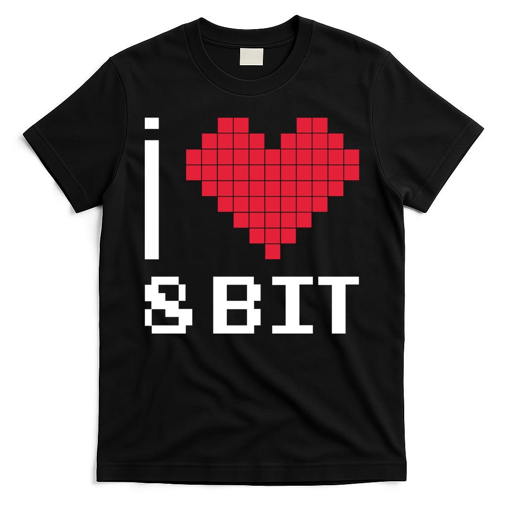 I Love Heart 8 Bit Retro Gamer Gaming T-Shirt product image 4