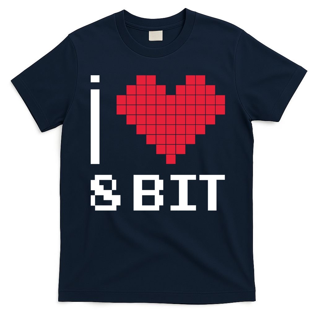 I Love Heart 8 Bit Retro Gamer Gaming T-Shirt product image 1