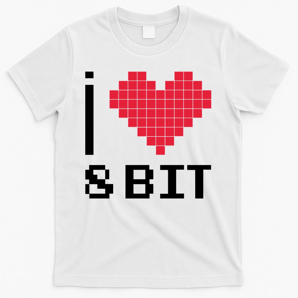 I Love Heart 8 Bit Retro Gamer Gaming T-Shirt product image 6