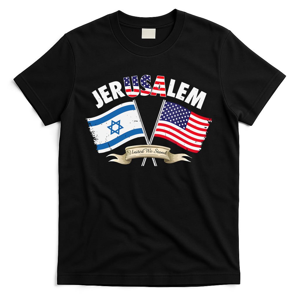 Jerusalem Israel Usa American Flag T-Shirt product image 7