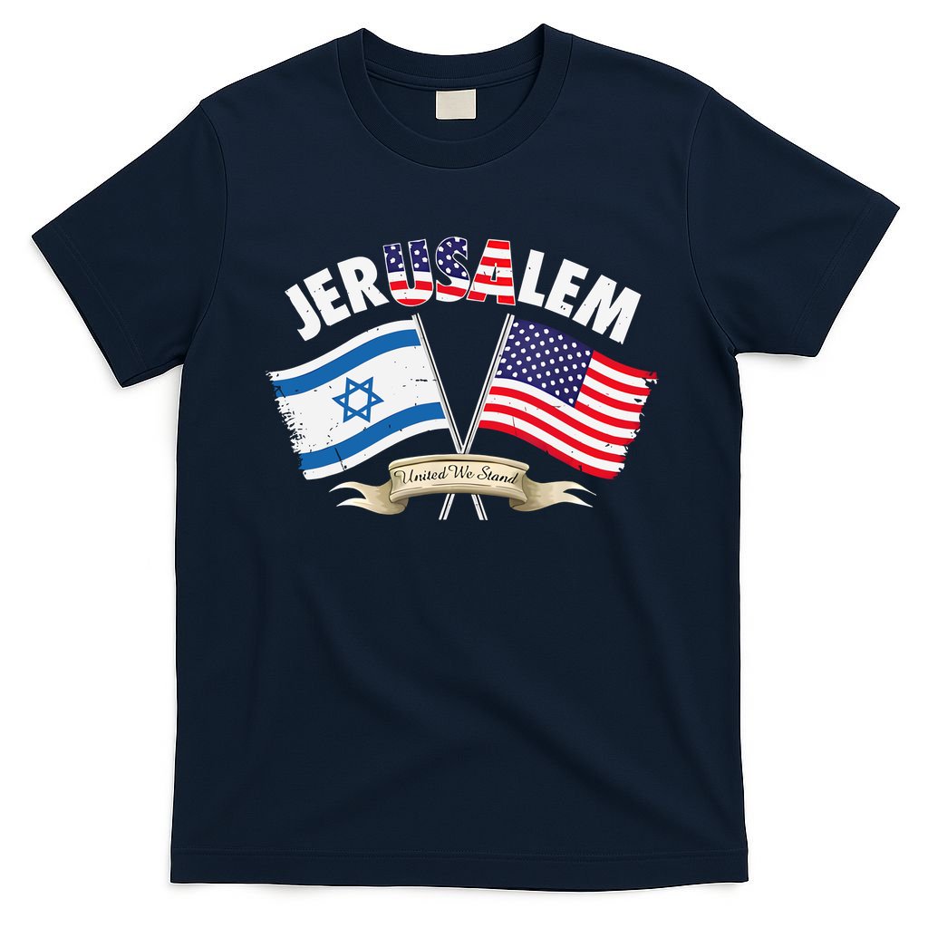 Jerusalem Israel Usa American Flag T-Shirt product image 1