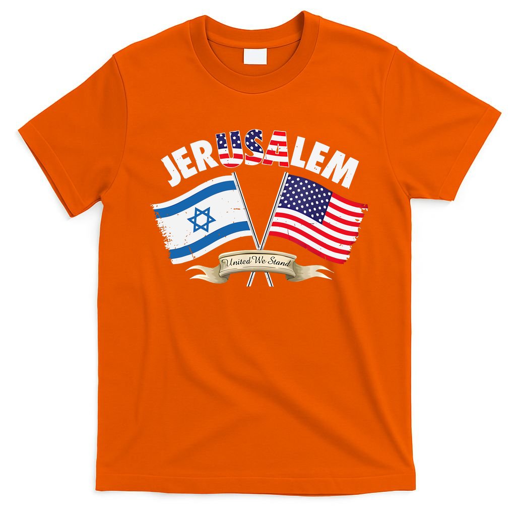 Jerusalem Israel Usa American Flag T-Shirt product image 5