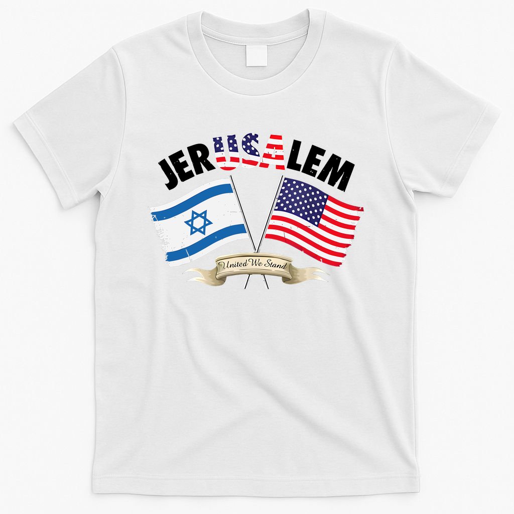 Jerusalem Israel Usa American Flag T-Shirt product image 11