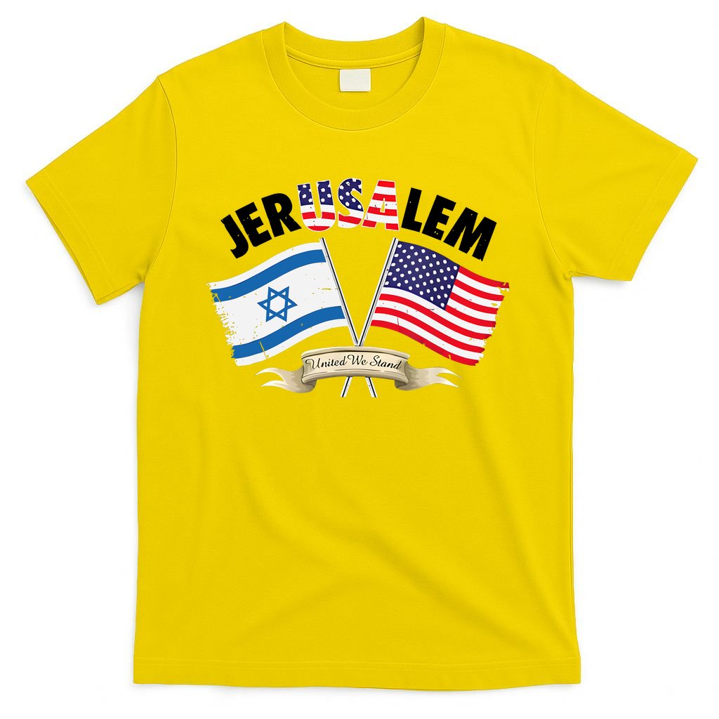 Jerusalem Israel Usa American Flag T-Shirt product image 3