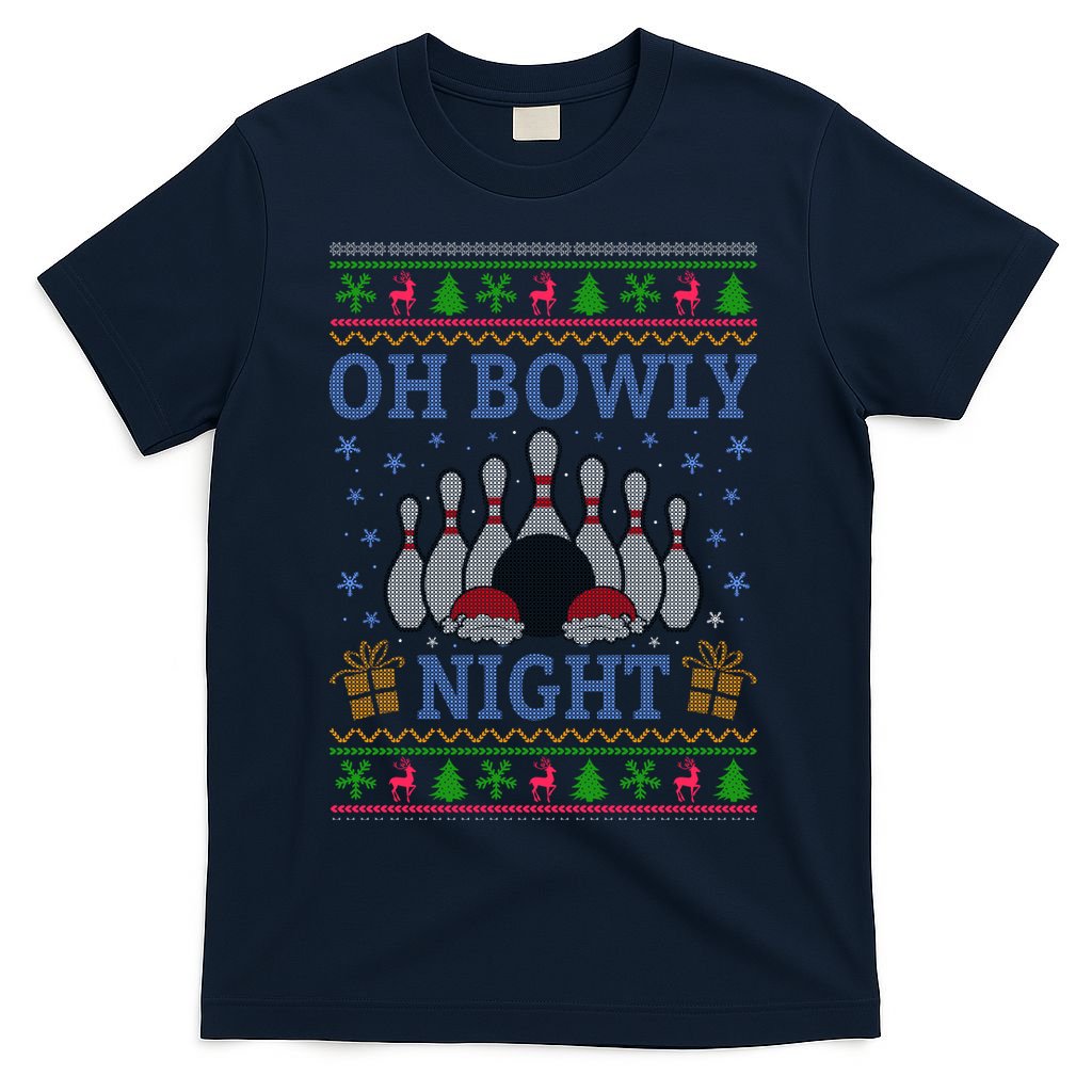 Oh Bowly Night Bowling Ugly Christmas T-Shirt product image 1