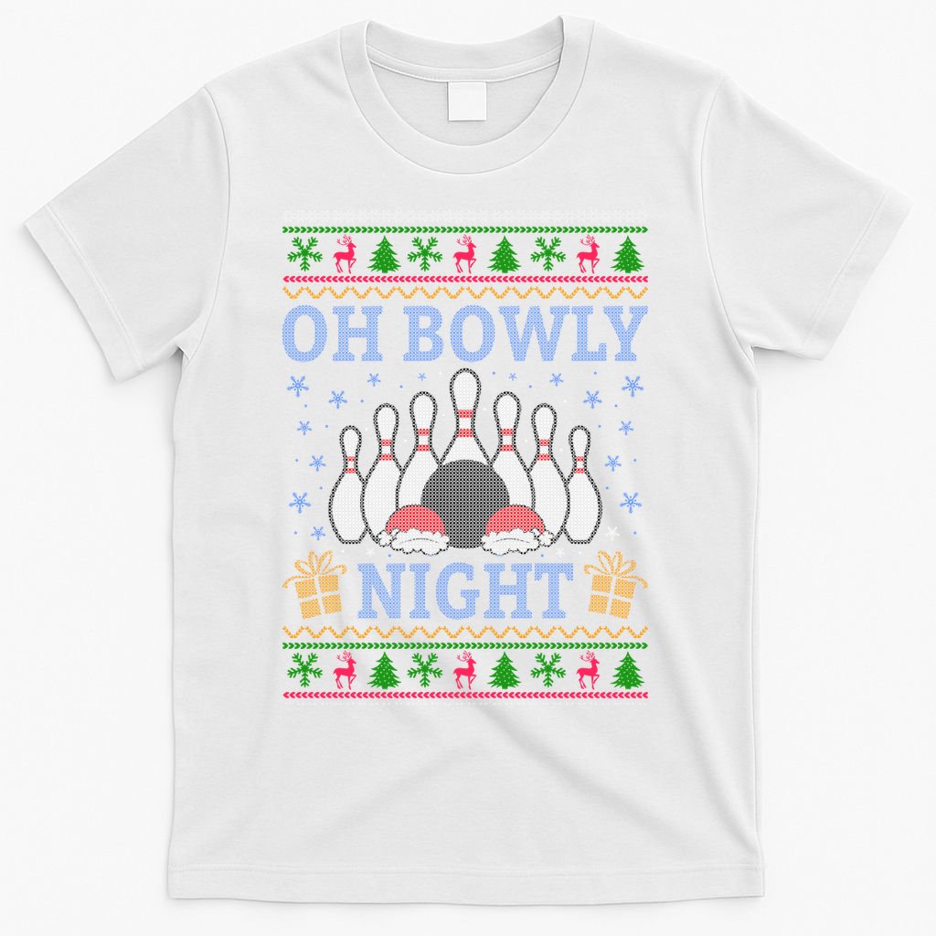 Oh Bowly Night Bowling Ugly Christmas T-Shirt product image 11