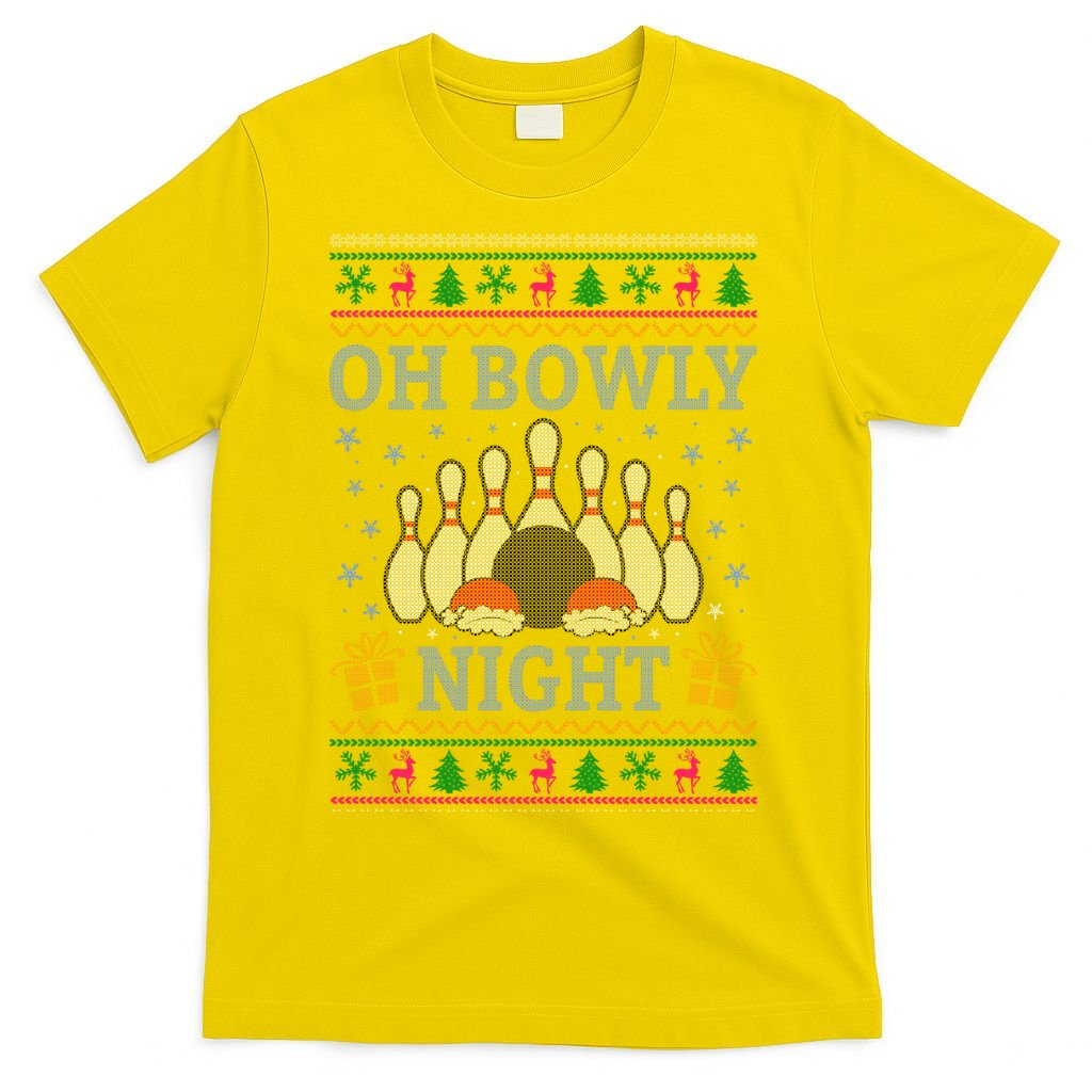Oh Bowly Night Bowling Ugly Christmas T-Shirt product image 3