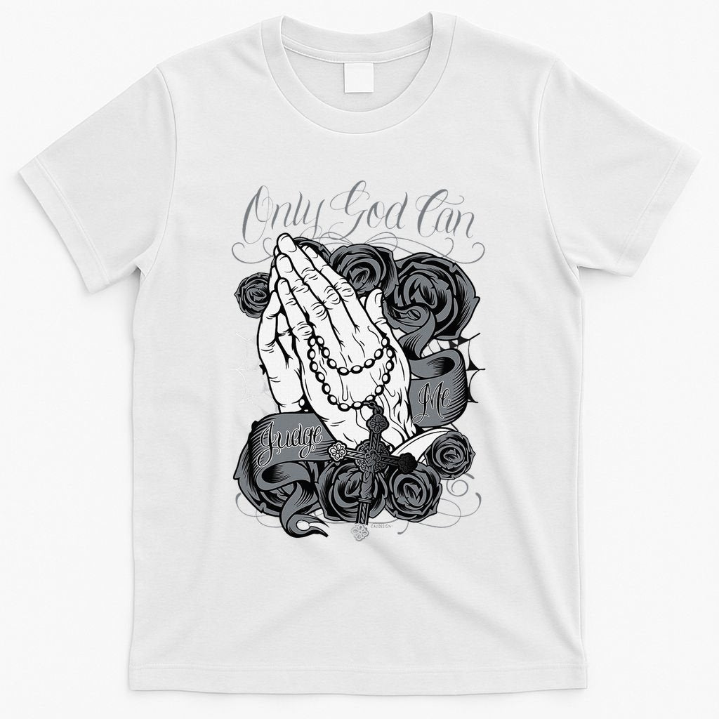 Only God Can Judge Me Chicano Graphic Art T-Shirt product image 3