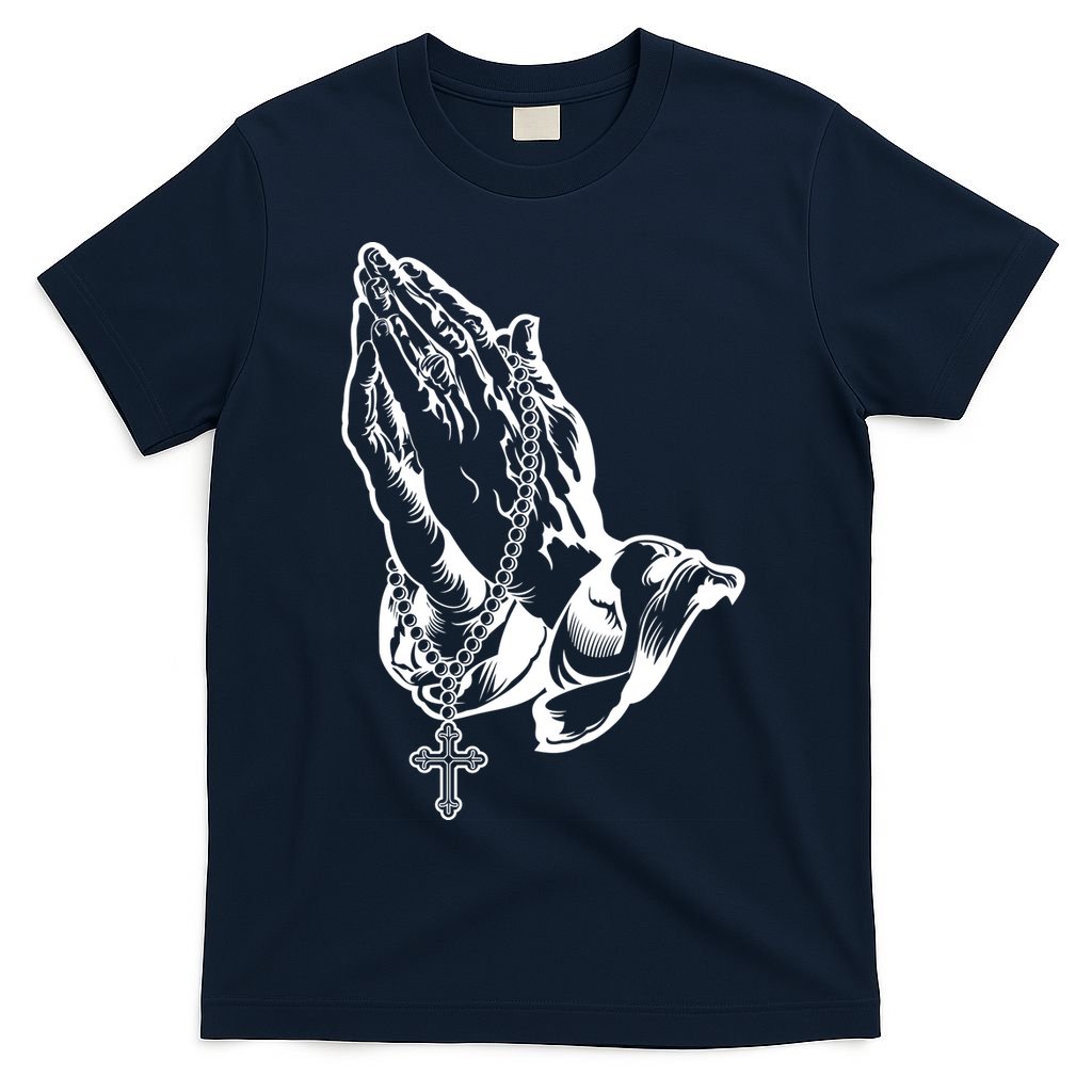 Pray Praying Hands Rosary Cross T-Shirt product image 1