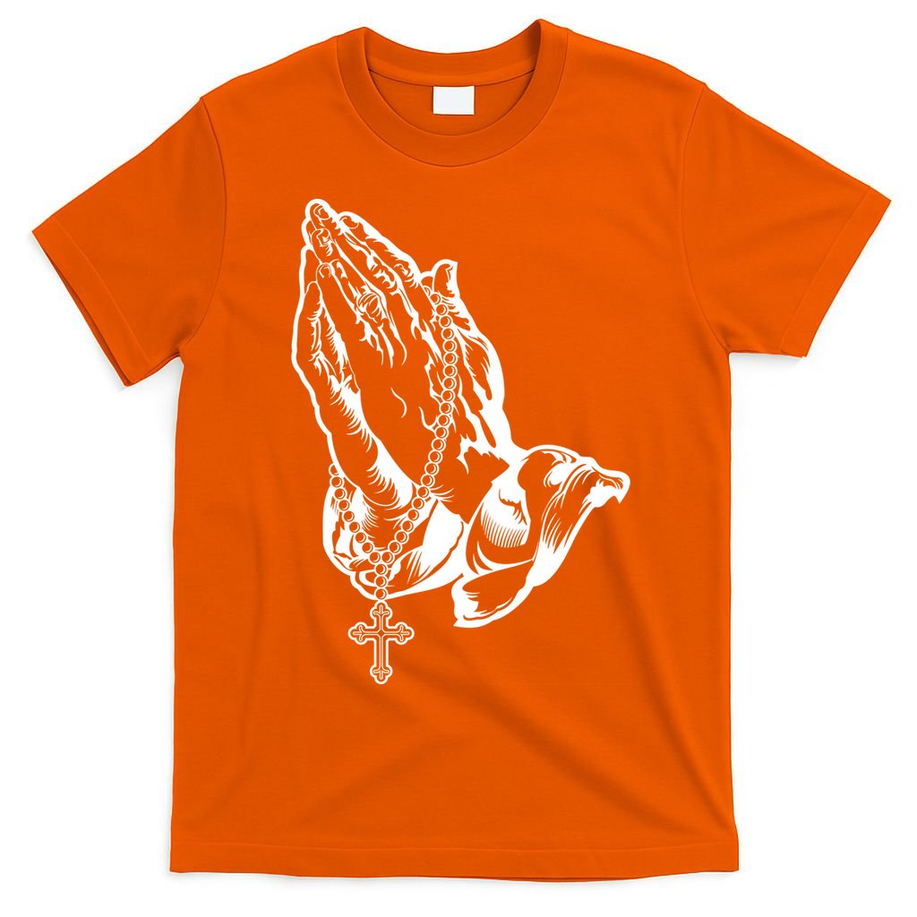 Pray Praying Hands Rosary Cross T-Shirt product image 3