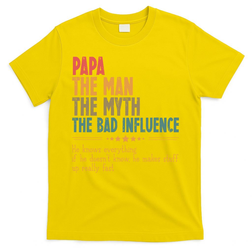 Papa The Man Myth Bad Influence Fathers Day T-Shirt product image 2