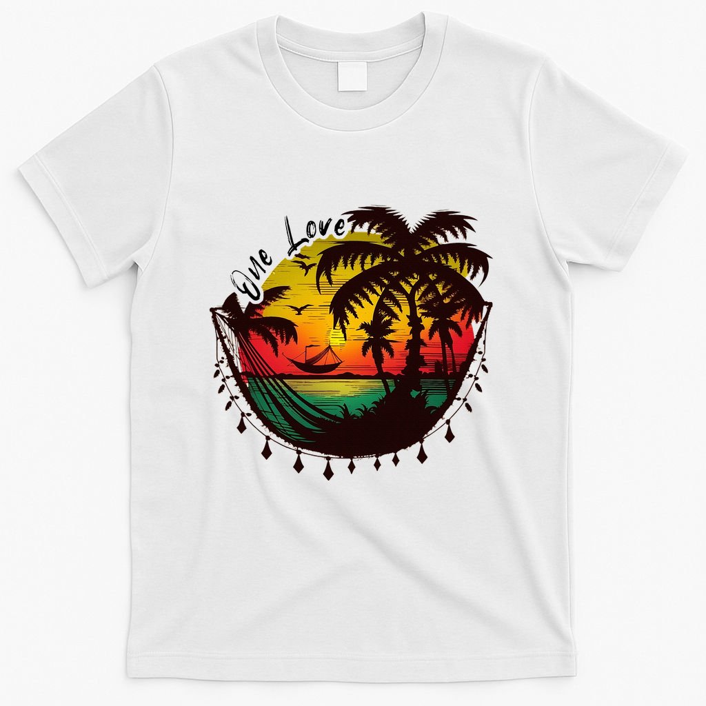 Rasta Reggae Sunset One Love Rastafari Jamaican T-Shirt product image 3