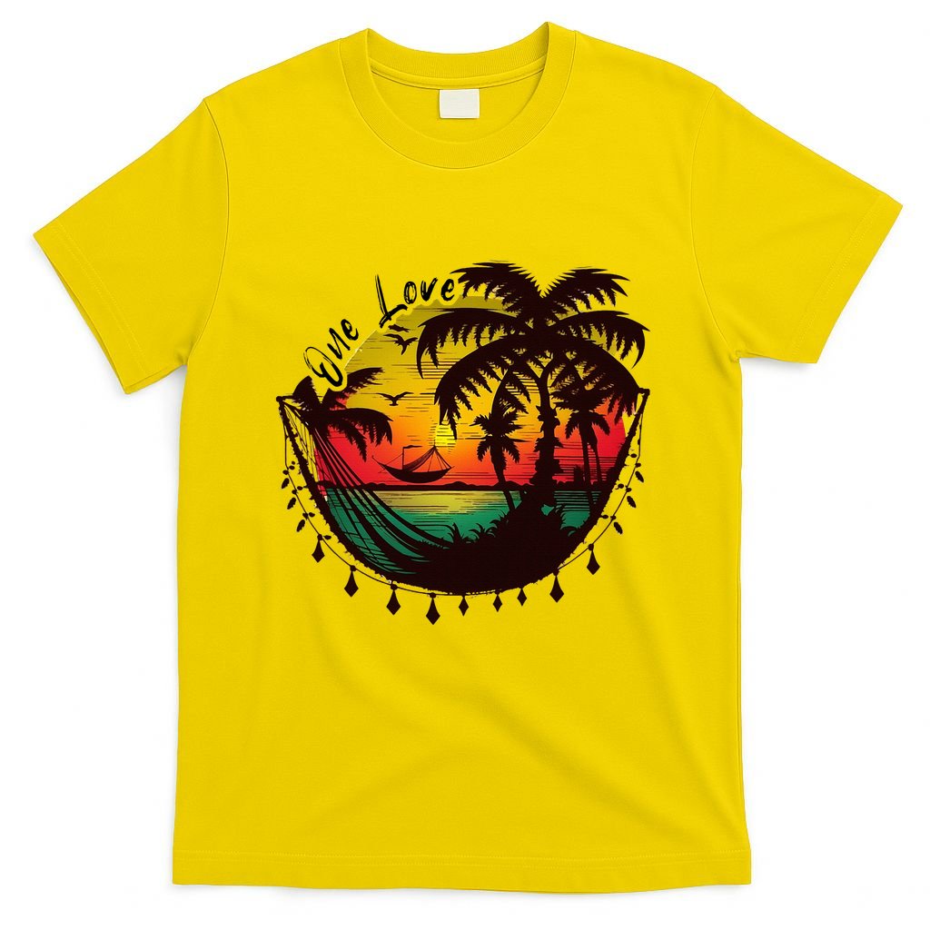 Rasta Reggae Sunset One Love Rastafari Jamaican T-Shirt product image 1